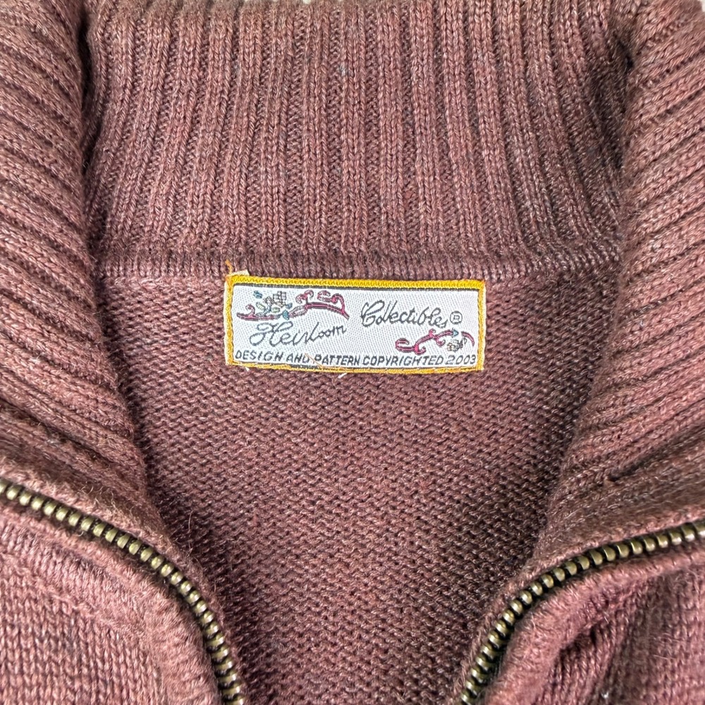VTG Y2K Brown Floral Sweater Cardigan M Cottagecore Embroidered Grannycore Fall - Picture 5 of 7